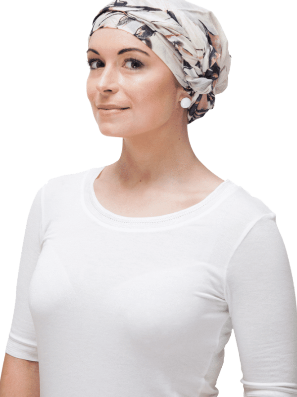 cream chemo scarf for neat head wrap