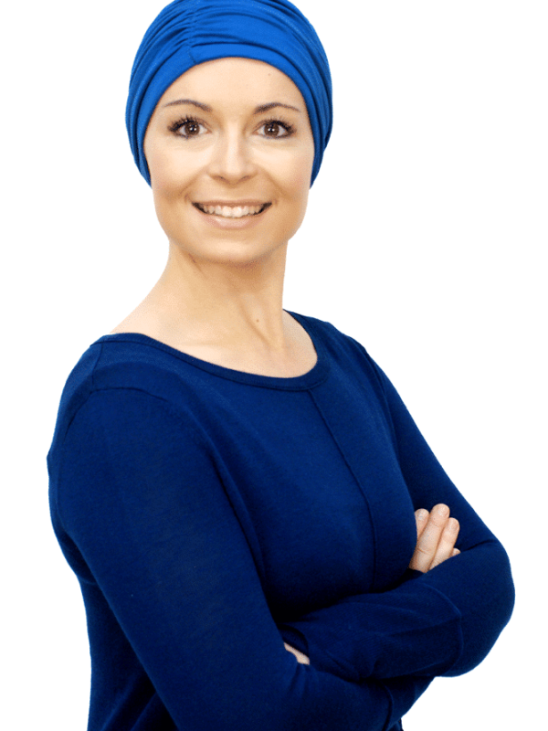 blue turbans for hair loss with shape