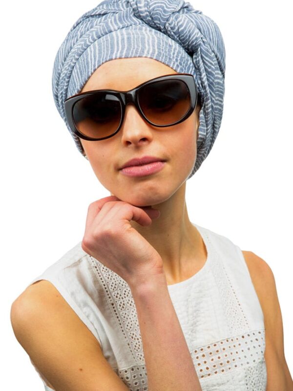 stylish blue head scarves for cancer patients uk