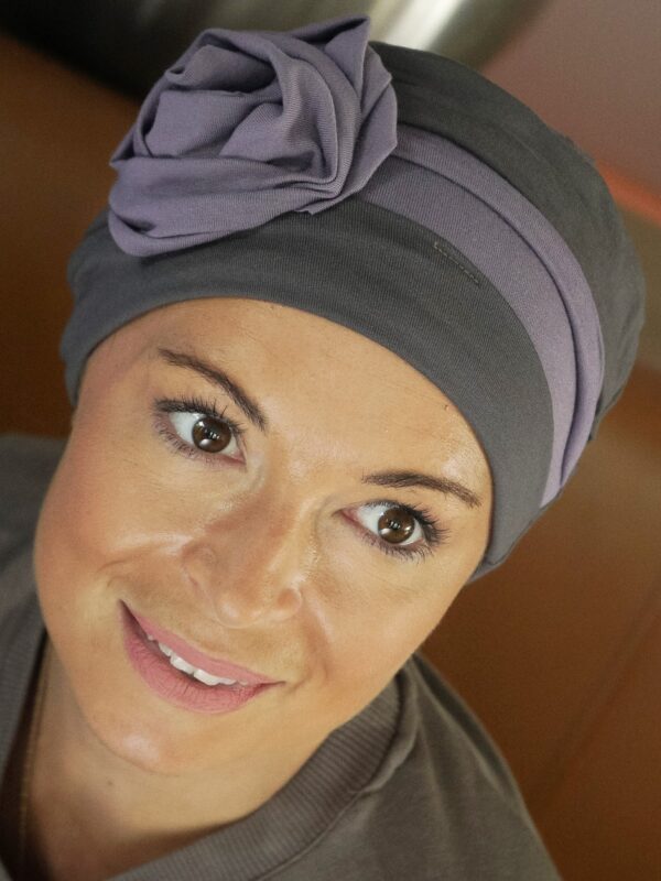 close up of soft jersey turban for hair loss