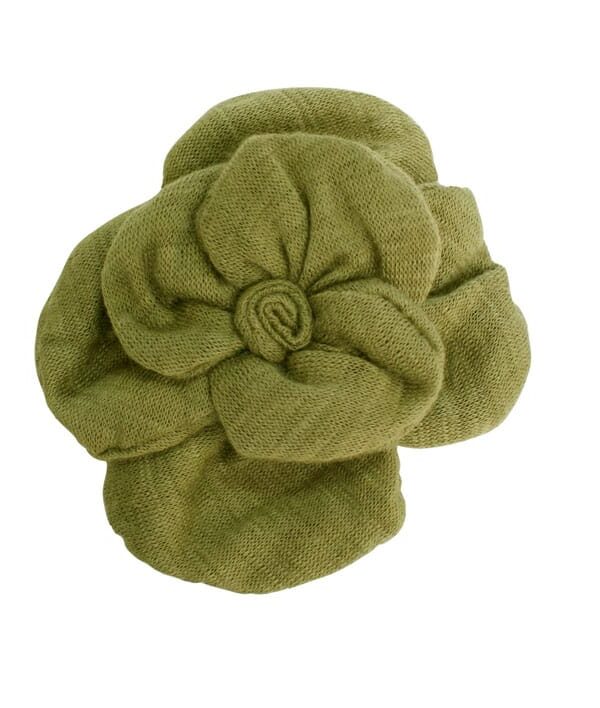 knitted green jersey flower brooch