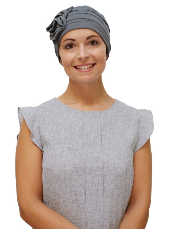 chemo hat in taupe jersey