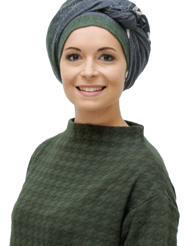 striking green print turban head scarf