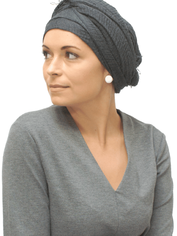 dark grey chemo head scarf