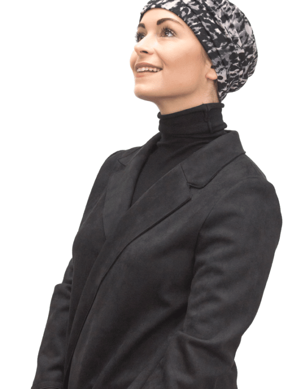 elegant black print fashion turban for hair loss