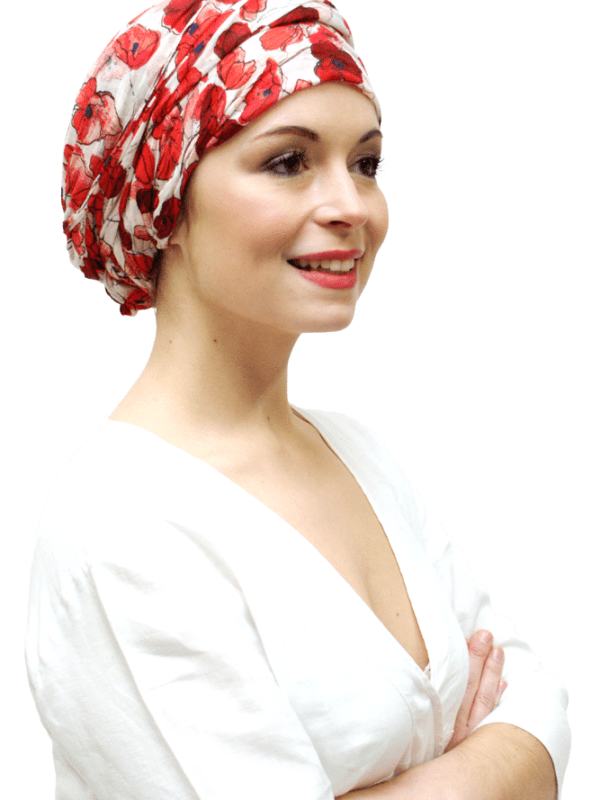 red poppy cotton chemo scarf