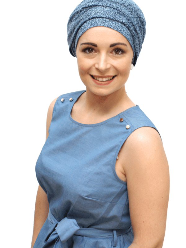 blue chemo headscarf