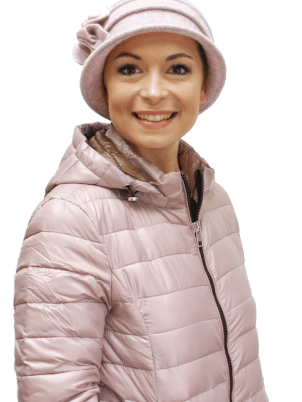 soft pink winter chemo hat
