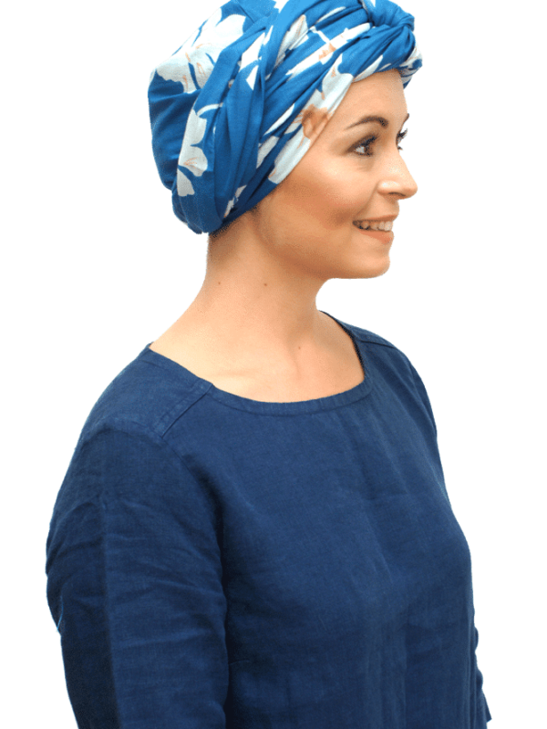 sky blue head scarf for hair loss