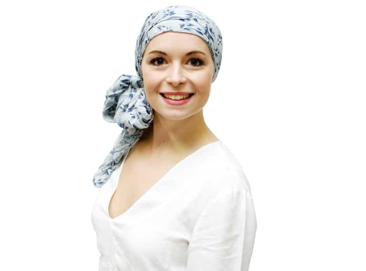 Blue cotton chemo scarf