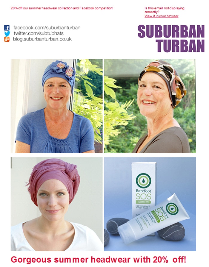 July newsletter from Suburban Turban with product news