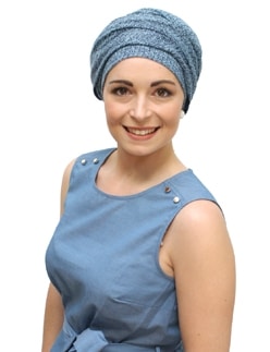 cancer patient wearing a head scarf