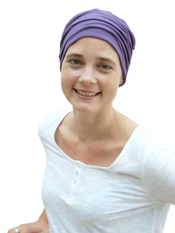 Kimmy chemo hat — blackberry colour