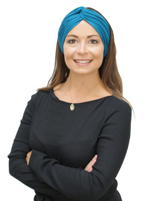 Infinity head band – wide Alice band viscose jersey Petrol Blue