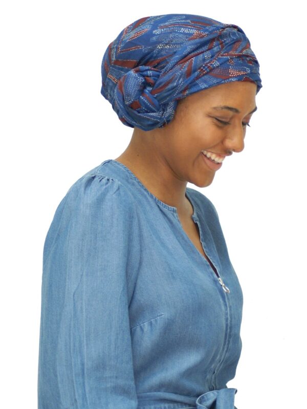 blue cotton chemo scarf