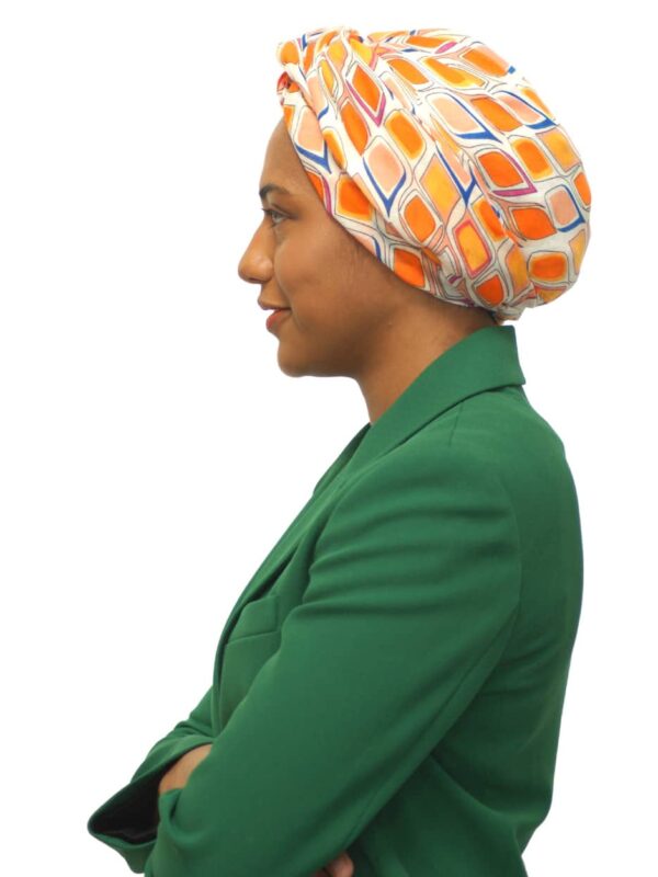 long head scarf worn as turban