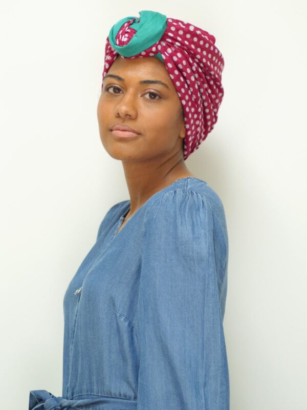 long spot print head scarf knot turban