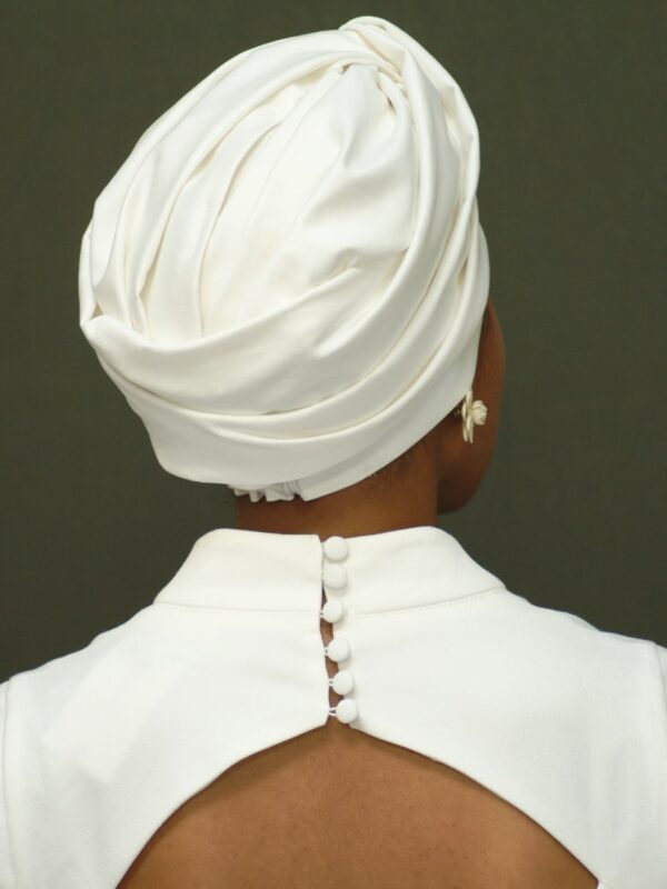 bridal turban in cream cotton
