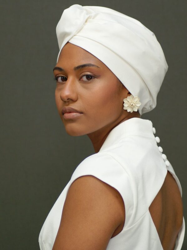 bridal turban in cream