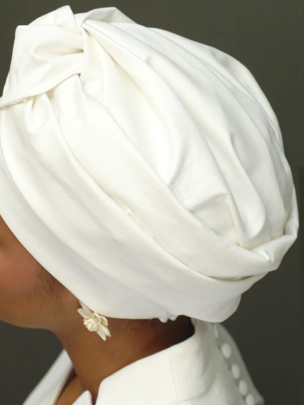 turban drape detail of cotton fabric