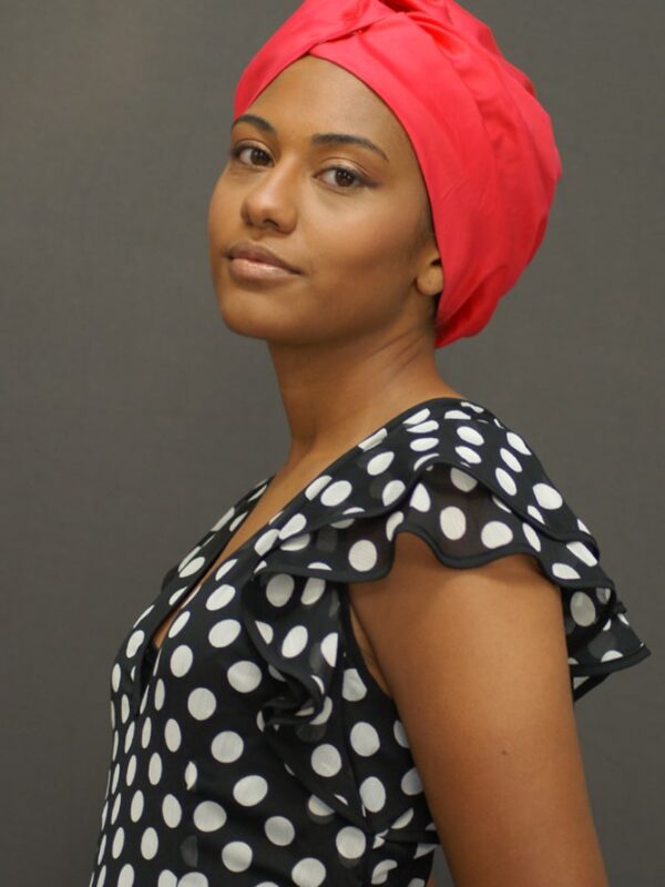 woman wearing red turban