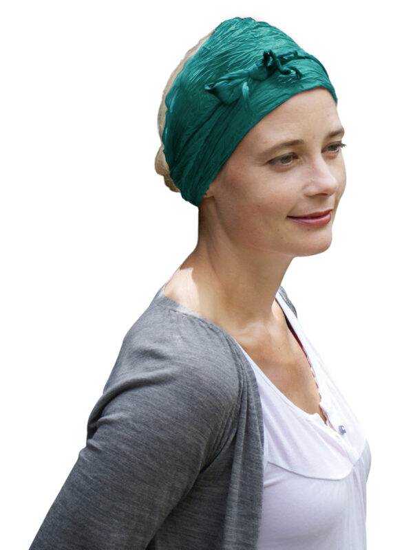 silk scarf headband in green