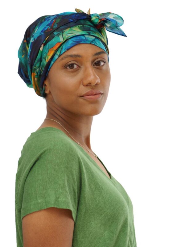 green silk head scarves for cancer patients with hair loss