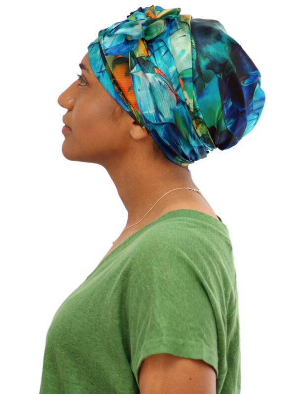 green silk head scarves for cancer patients with hair loss