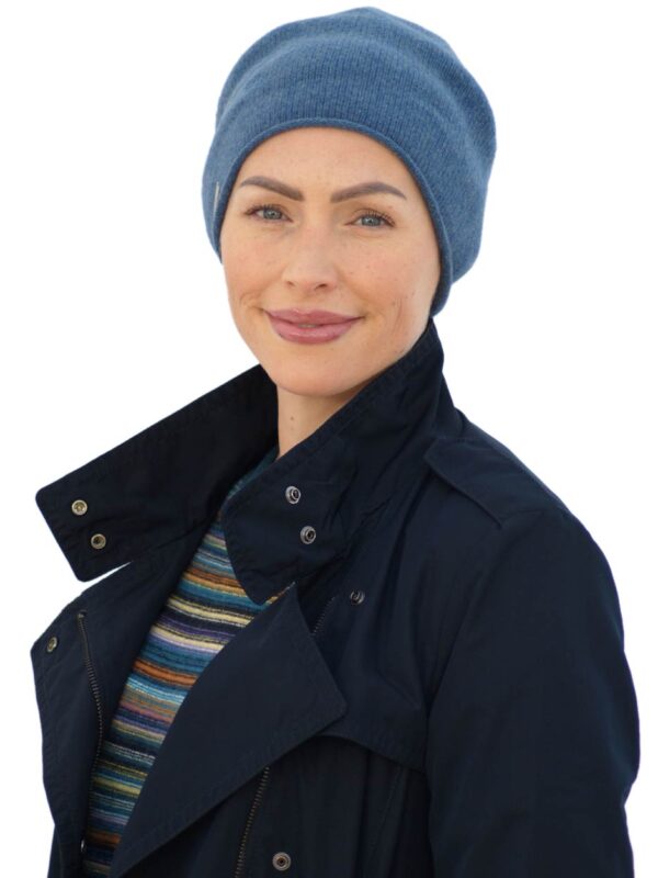 Cashmere Beanie Cap – Denim Blue