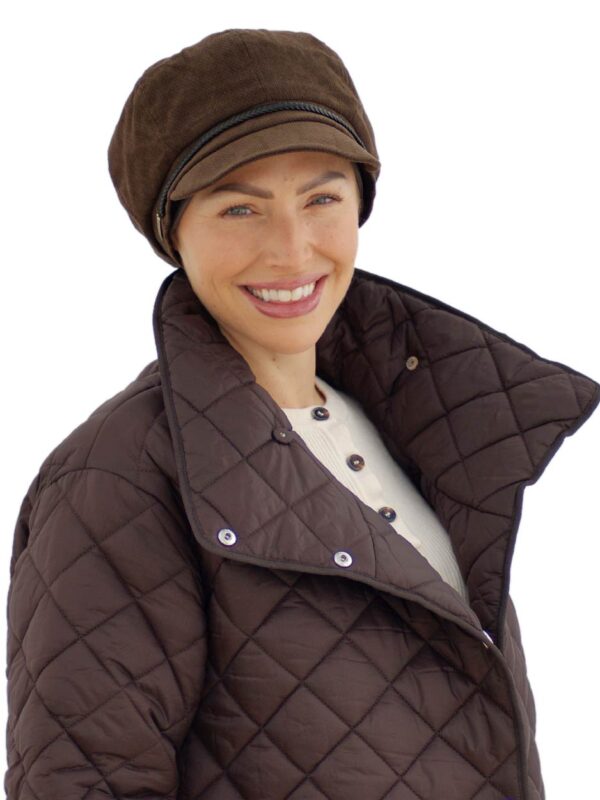 Ladies winter caps in warm brown needle cord
