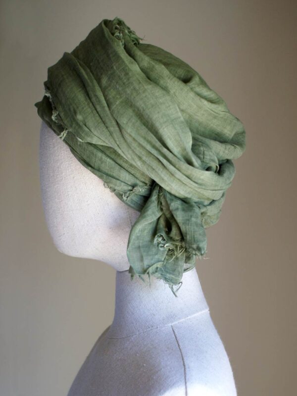 long chemo hair scarves in cool green cotton voile